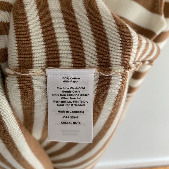 Talbots Small, brown & white striped cotton/rayon blend long sleeve, scoop neck. - Picture 13 of 16